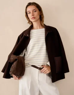 Stripe Slash Neck Stripe Top