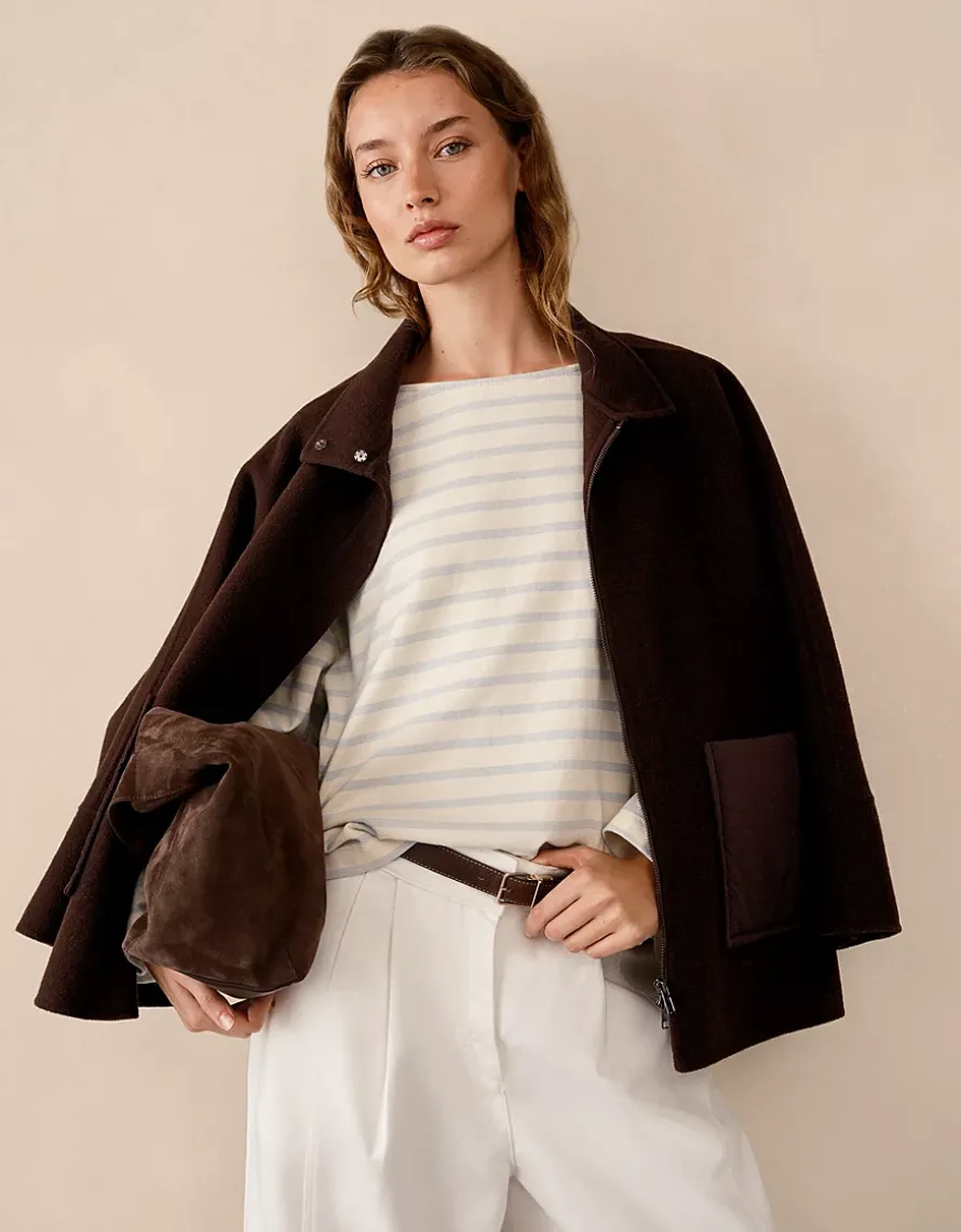 Stripe Slash Neck Stripe Top