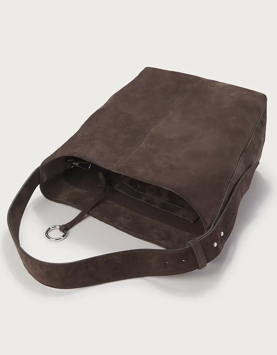 Suede Belt Handle Tote Bag