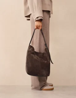 Suede Belt Handle Tote Bag