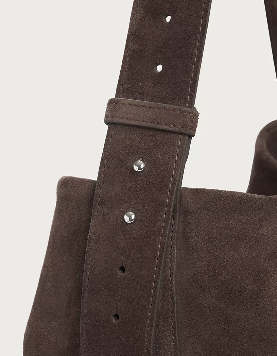 Suede Belt Handle Tote Bag