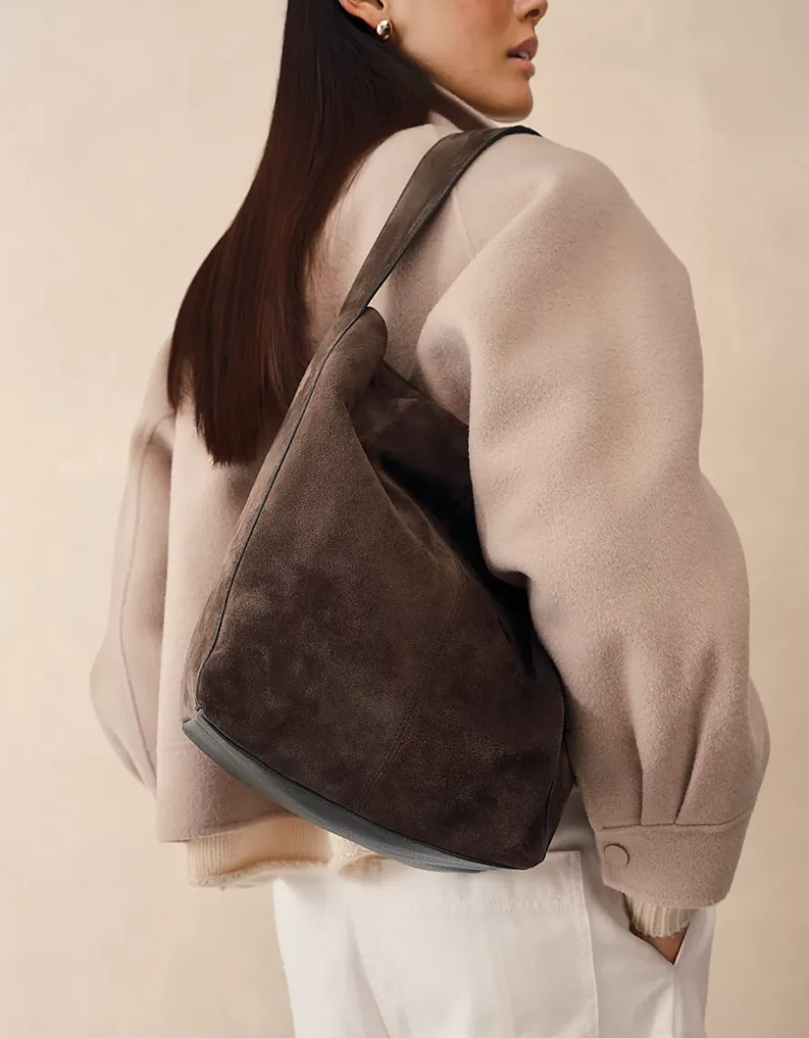 Suede Belt Handle Tote Bag