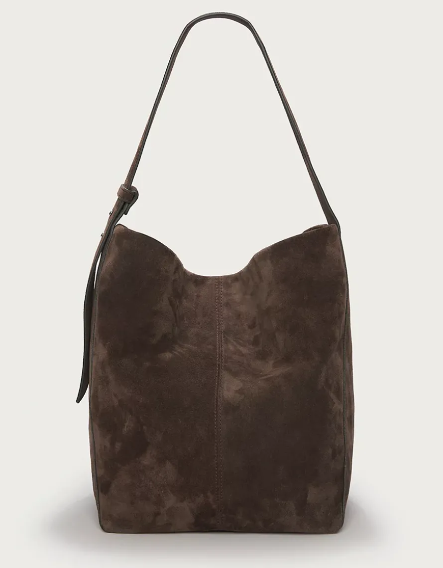 Suede Belt Handle Tote Bag