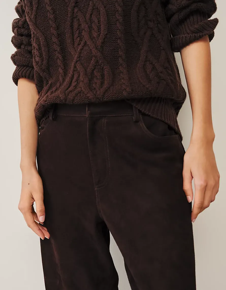Suede Carrot Ankle Grazer Trousers