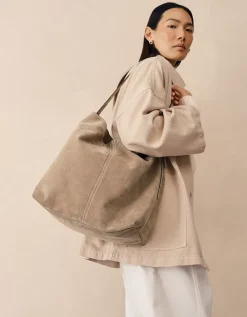 Suede Carry All Contrast Stitch Tote