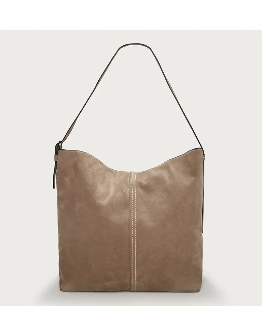 Suede Carry All Contrast Stitch Tote