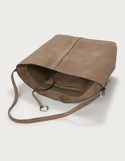 Suede Carry All Contrast Stitch Tote