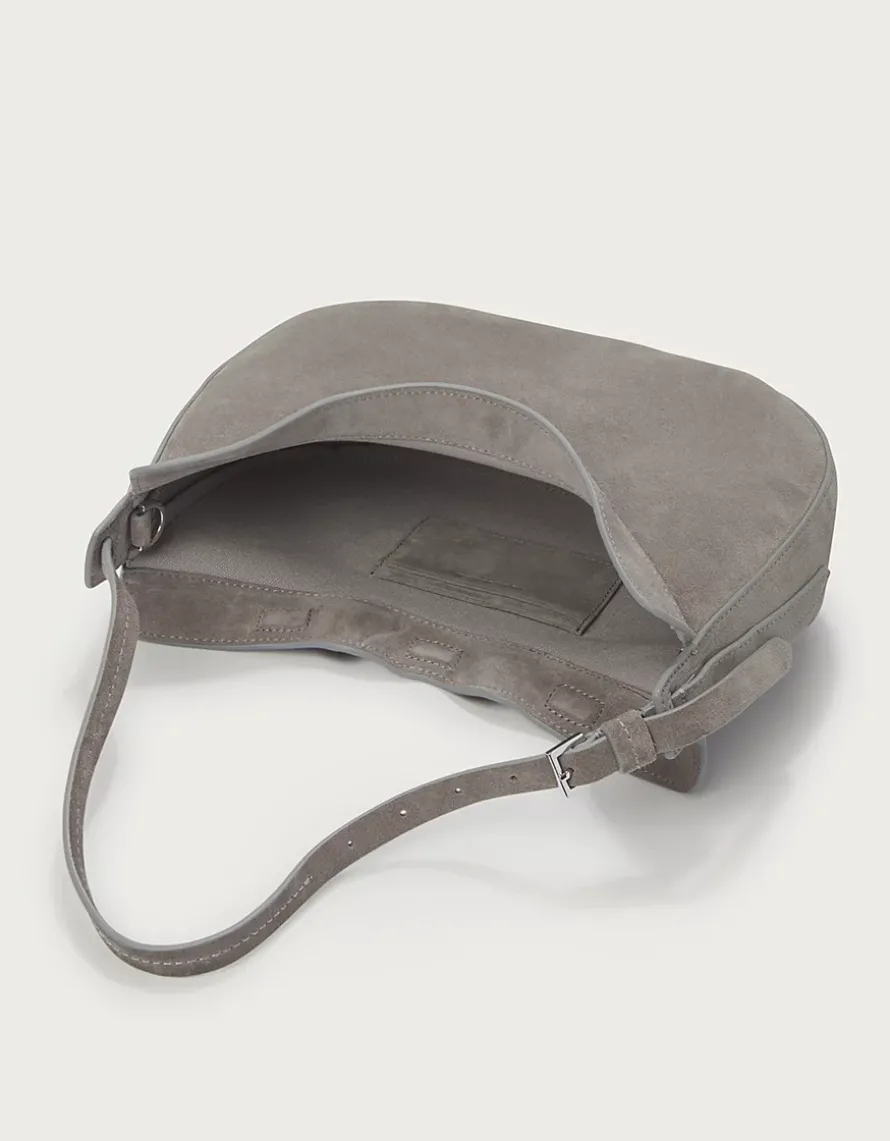 Suede Half Moon Shoulder Bag
