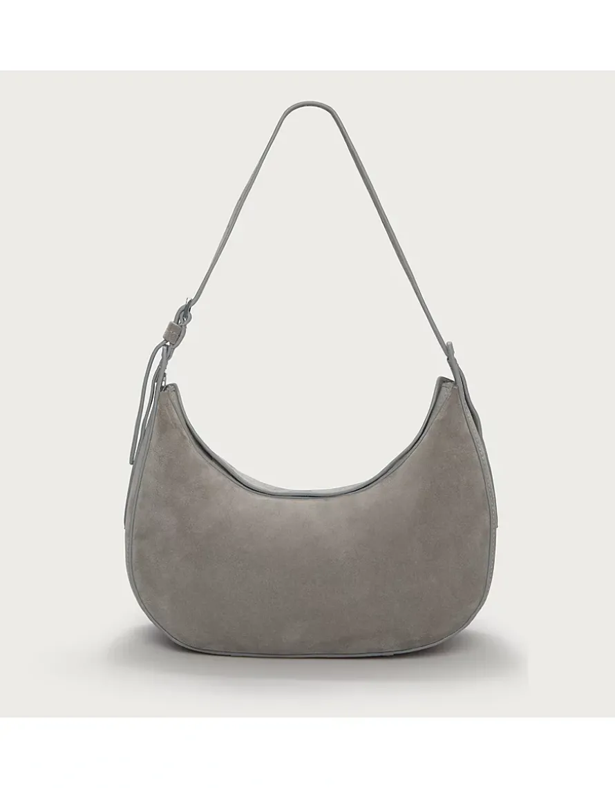 Suede Half Moon Shoulder Bag