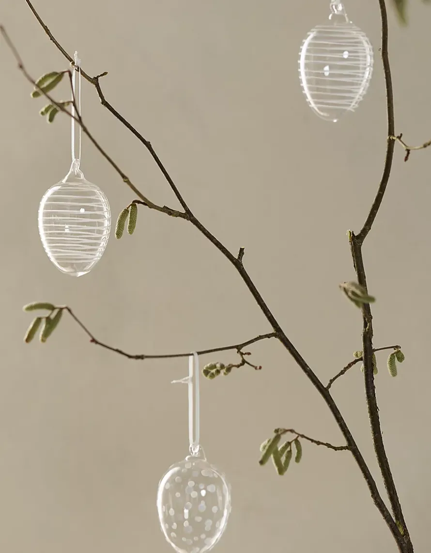 Swirl and Spots Glass Egg Decorations – Set of 6