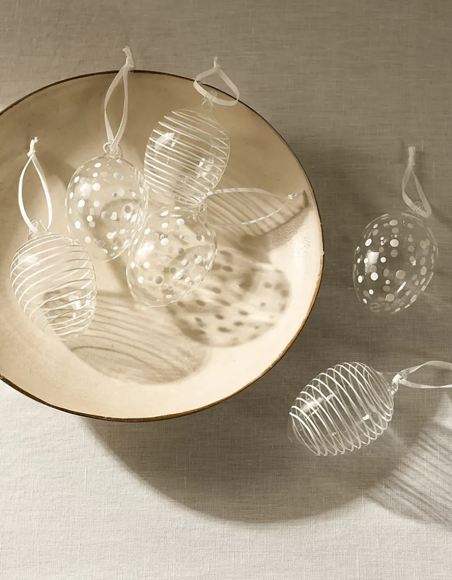 Swirl and Spots Glass Egg Decorations – Set of 6