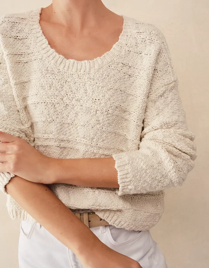 Textured Cotton Scoop Neck Jumper