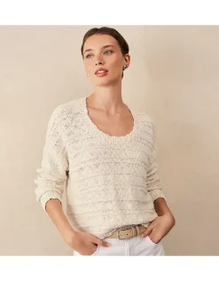 Textured Cotton Scoop Neck Jumper