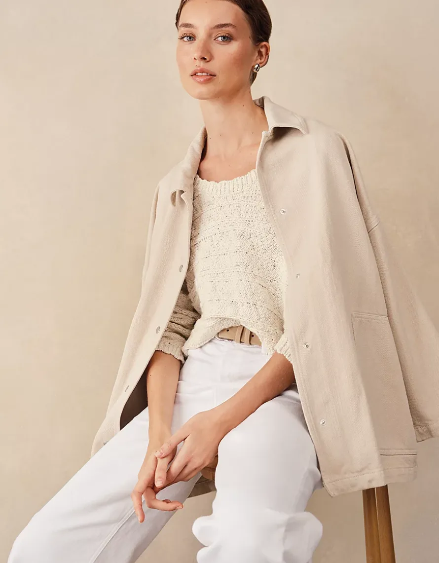 Textured Cotton Scoop Neck Jumper