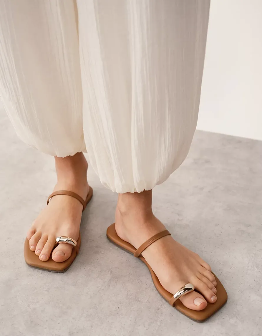 TKEES Colette Gold Toe-Post Sandals