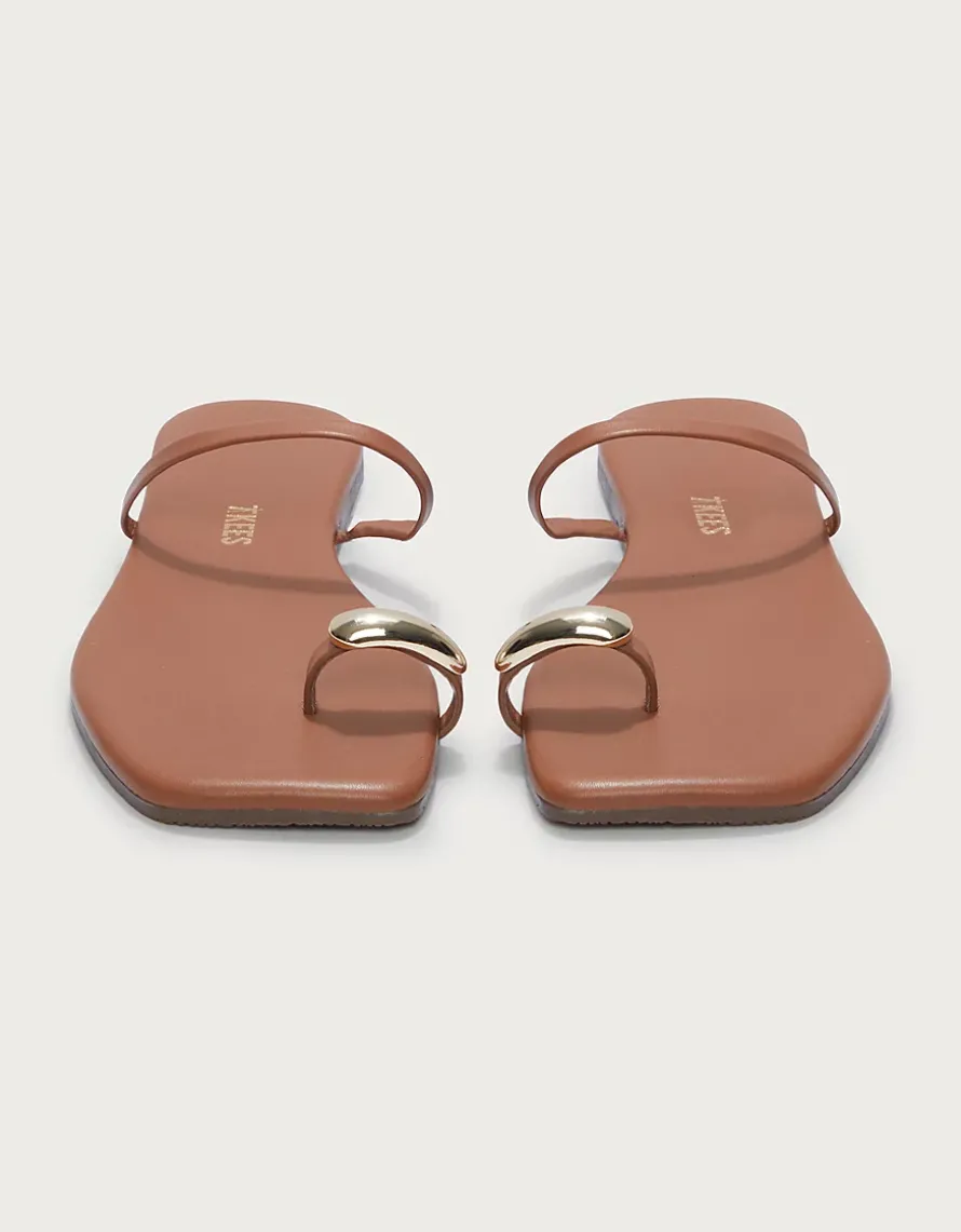 TKEES Colette Gold Toe-Post Sandals