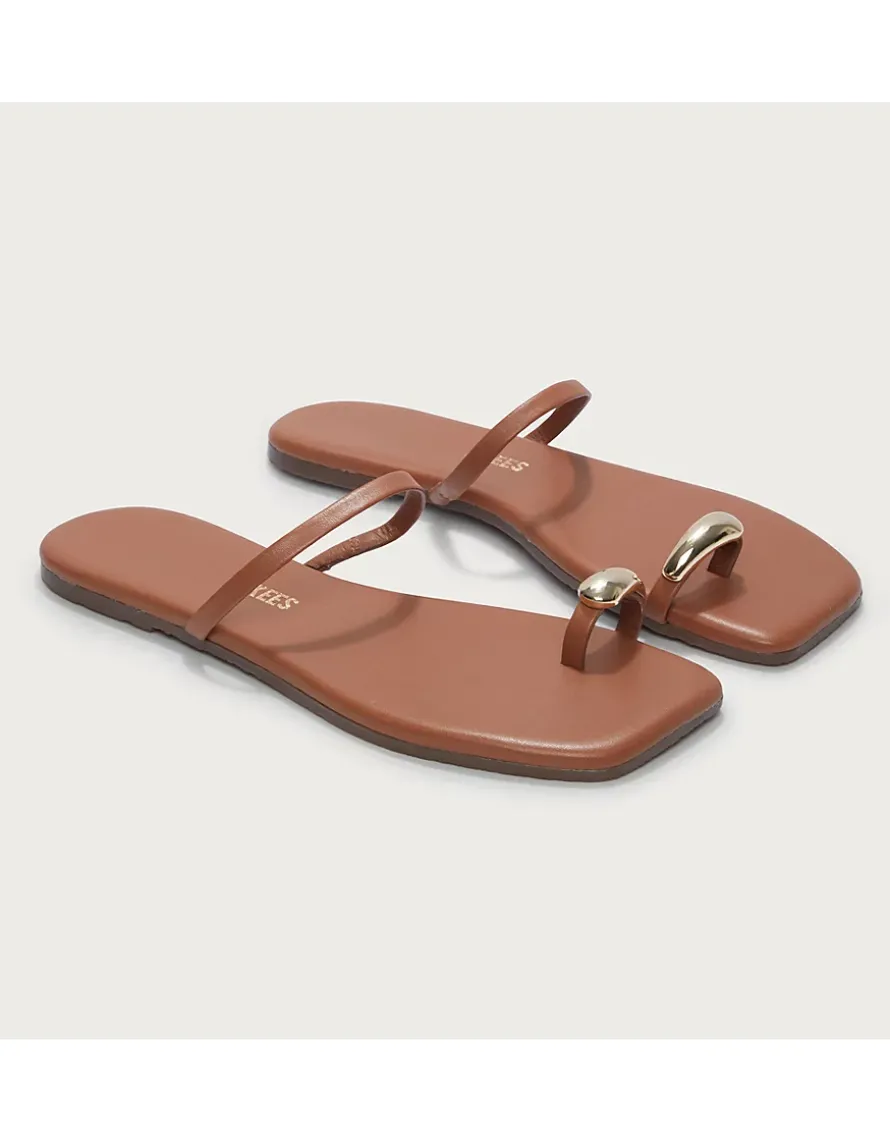 TKEES Colette Gold Toe-Post Sandals