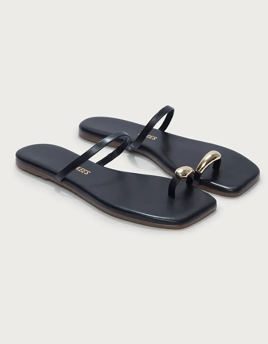 TKEES Colette Gold Toe-Post Sandals