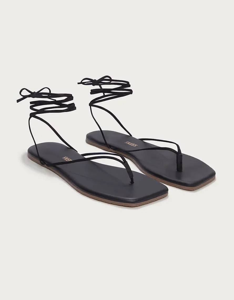 TKEES Lilu Square Toe Tie Up Sandal