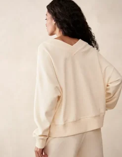 Towelling Deep V-Neck Sweatshirt