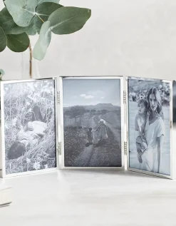 Triple Aperture Hinged Fine Silver Photo Frame – 4x6”