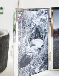 Triple Aperture Hinged Fine Silver Photo Frame – 4x6”