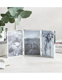 Triple Aperture Hinged Fine Silver Photo Frame – 4x6”