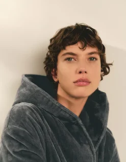Unisex Hooded Organic Cotton Velour Robe