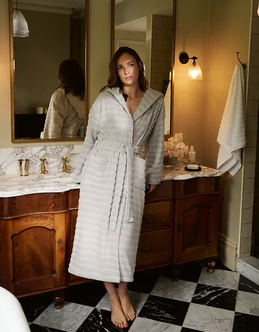 Unisex Organic Cotton Hooded Ribbed Hydrocotton Robe