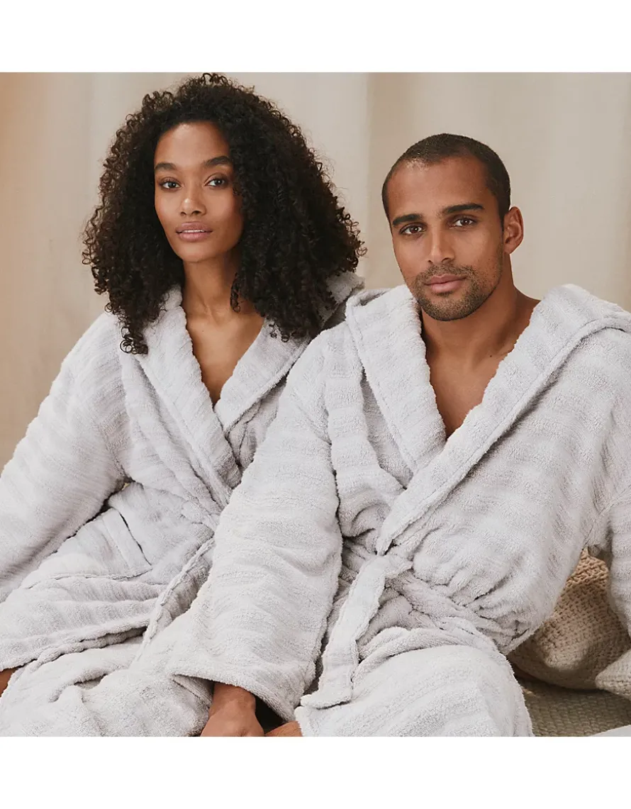 Unisex Organic Cotton Hooded Ribbed Hydrocotton Robe