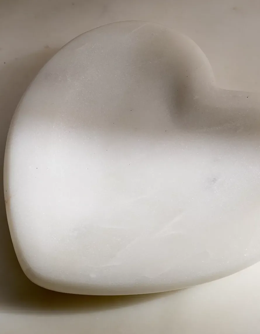 White Marble Heart Dish