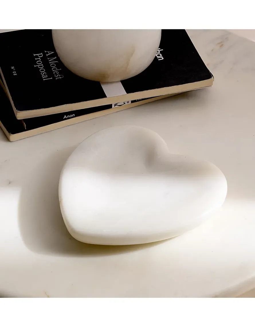 White Marble Heart Dish