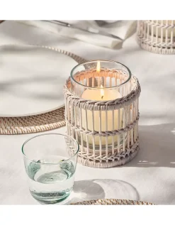 Whitewashed Bamboo Candle Holder
