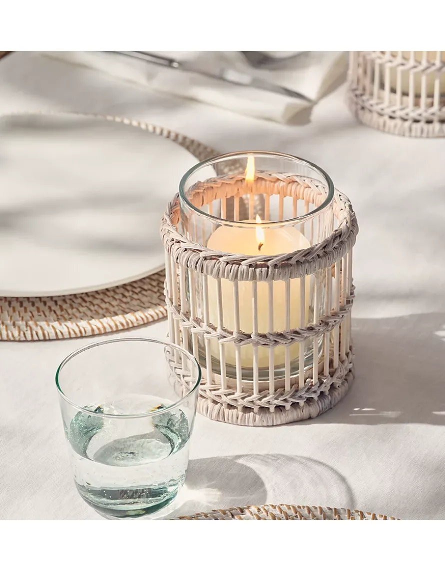 Whitewashed Bamboo Candle Holder