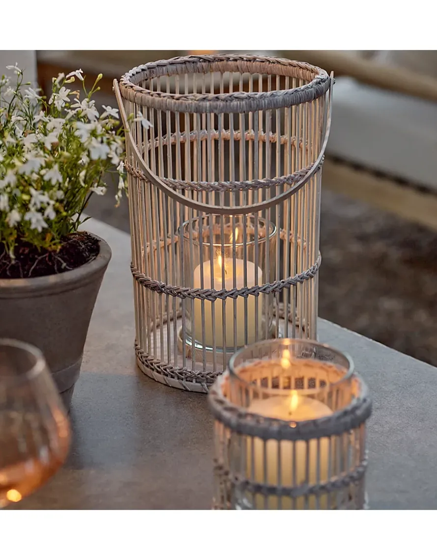 Whitewashed Bamboo Lantern