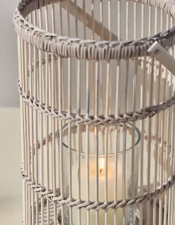 Whitewashed Bamboo Lantern