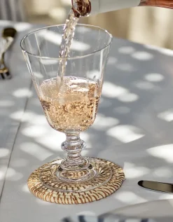 Whitewashed Rattan Coasters – Set of 4