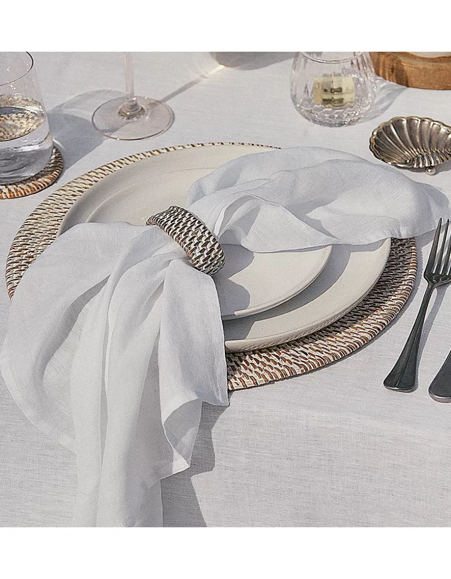 Whitewashed Rattan Napkin Rings – Set of 4