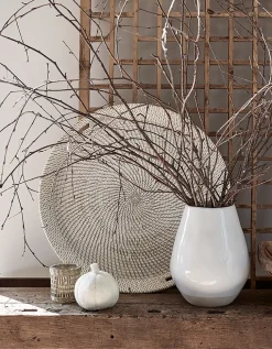 Whitewashed Rattan Oversized Round Tray