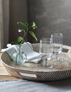Whitewashed Rattan Oversized Round Tray