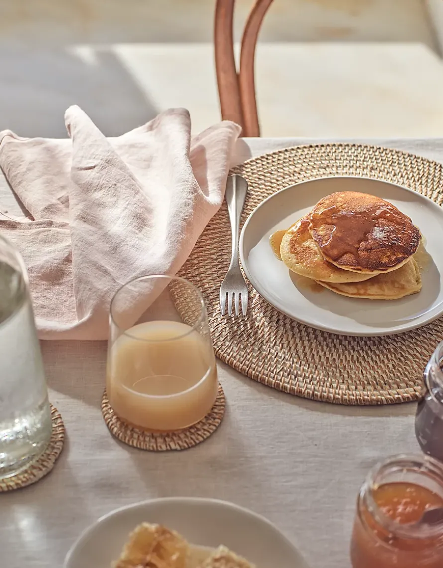 Whitewashed Rattan Round Placemats – Set of 2