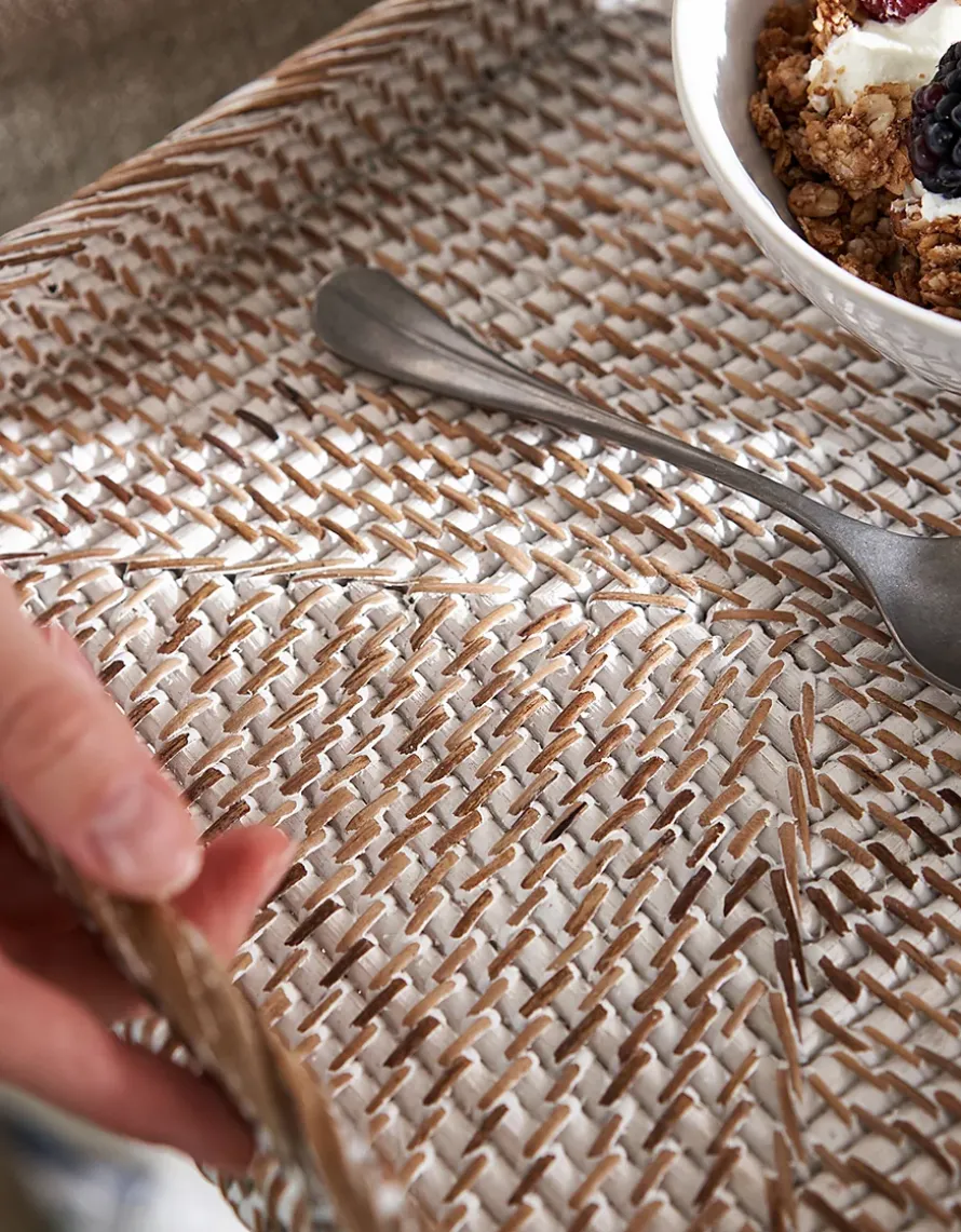 Whitewashed Rattan Serving Tray
