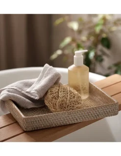 Whitewashed Rattan Vanity Tray