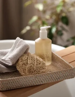 Whitewashed Rattan Vanity Tray