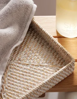Whitewashed Rattan Vanity Tray