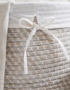 Whitewashed Seagrass Laundry Basket – with Liner