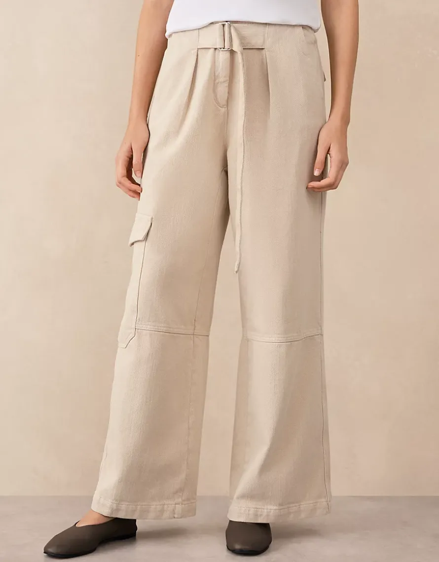 Wide Leg Belted Trousers