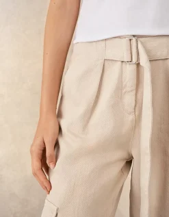 Wide Leg Belted Trousers