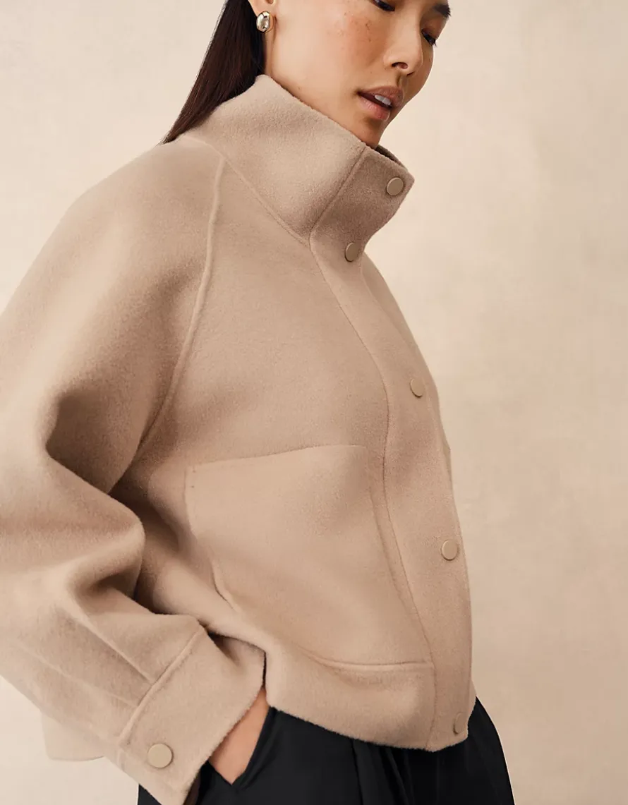 Wool Rich Double Faced Cropped Jacket