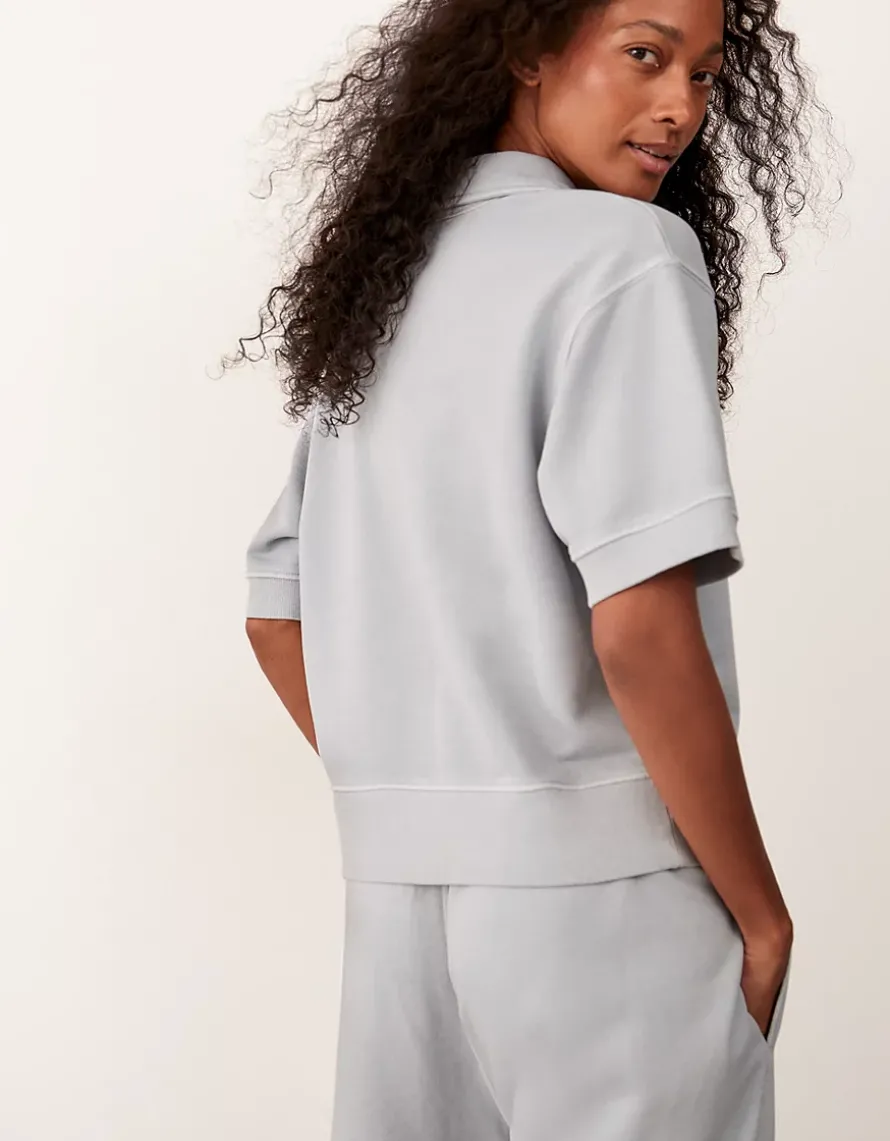 Zip Collar Short Sleeve Sweatshirt